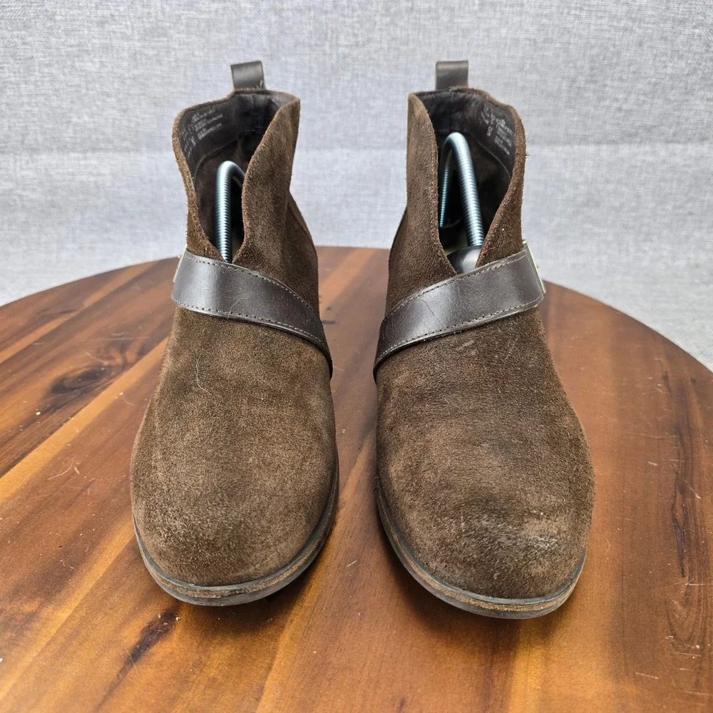 UGG Mens 12 Brown Suede‎ Buckle Ankle Boots 1014184 Chocolate Leather Strap